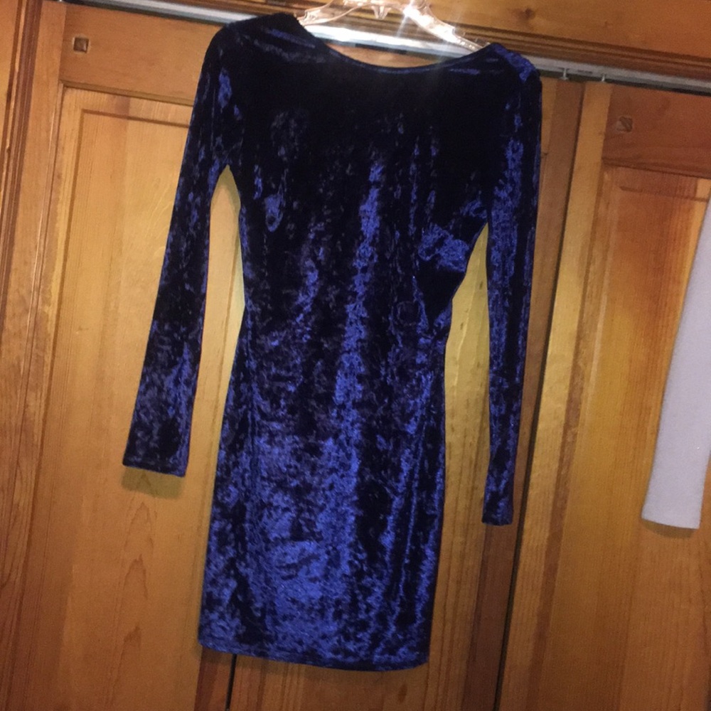 Blue velvet Lulus dress.